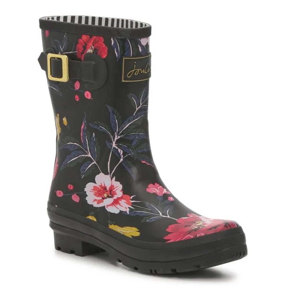 Joules Rain Boots Molly Welly Floral Black